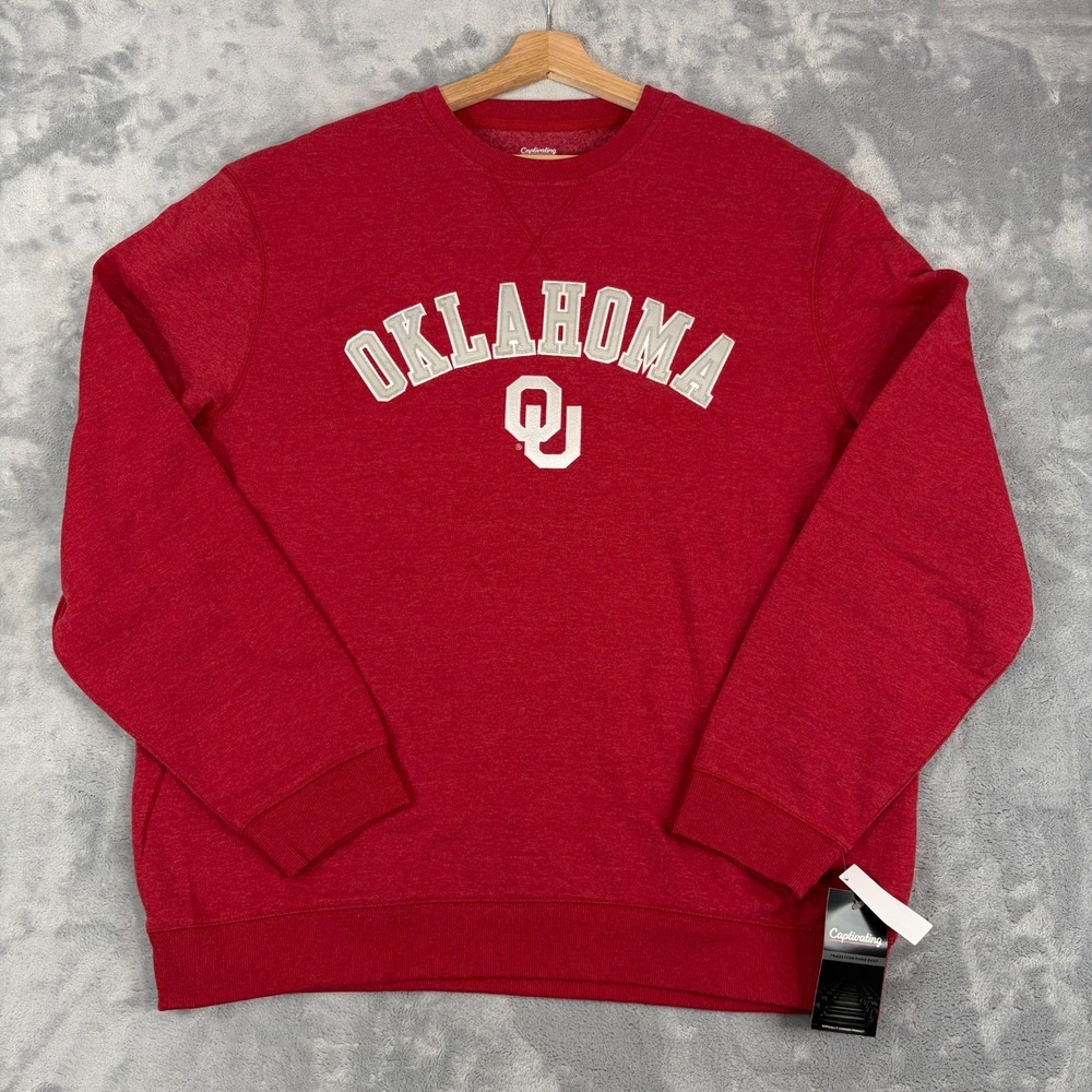Oklahoma Sooners Crewneck Sweatshirt Mens XL Crimson Logo Spellout Captivating